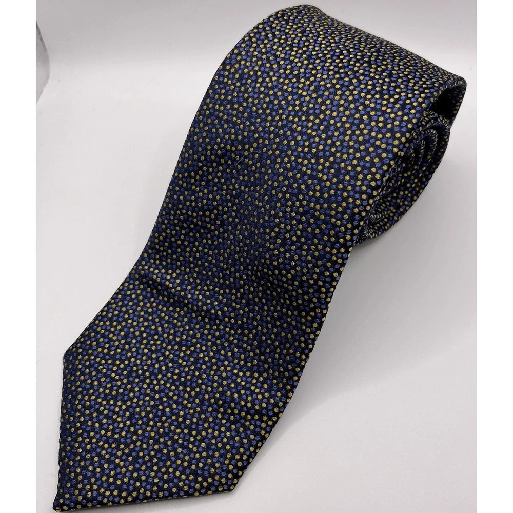 CHARLES‎ TYRWHITT Silk Tie Navy Blue w/tiny  Multicolor Dots